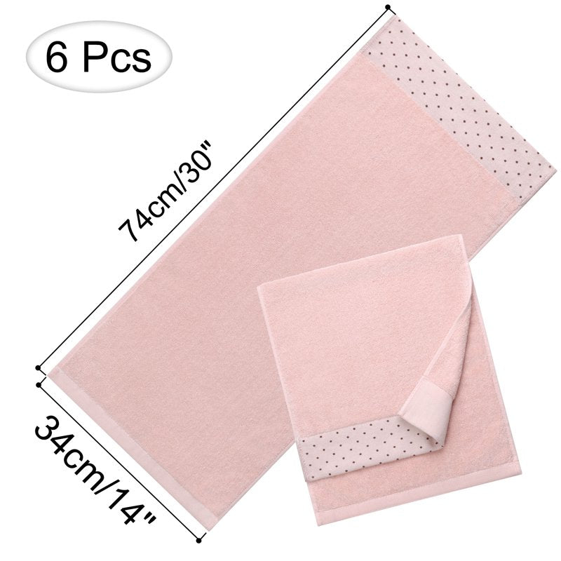Misty Rose Cotton 600 GSM Hand Towel Set - 14 x 30 Inches, 6 Pack