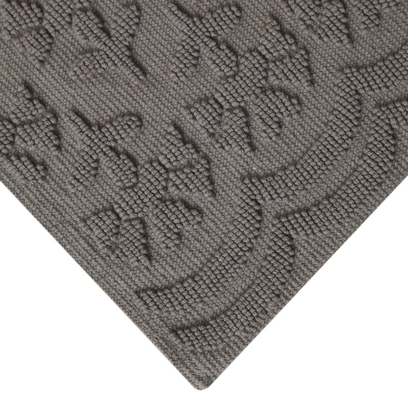 Floral Block Scallop Bath Runner Rug Set Charcoal Grey 24x60 - Cotton, Non-Slip