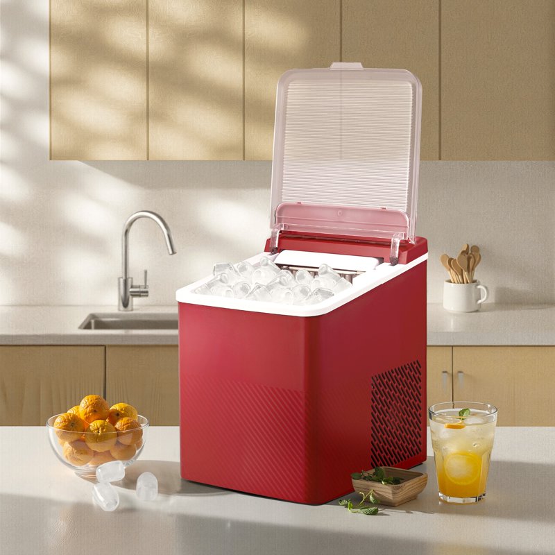 Compact Countertop Ice Maker - 26 lbs/Day, Quick Ice Cycles, Red Sedona