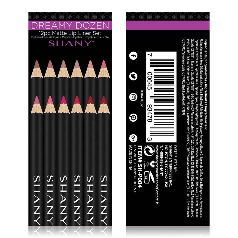 Matte Lip Liner Pencil Set - 12 Piece Long-Lasting Vegan Makeup Collection