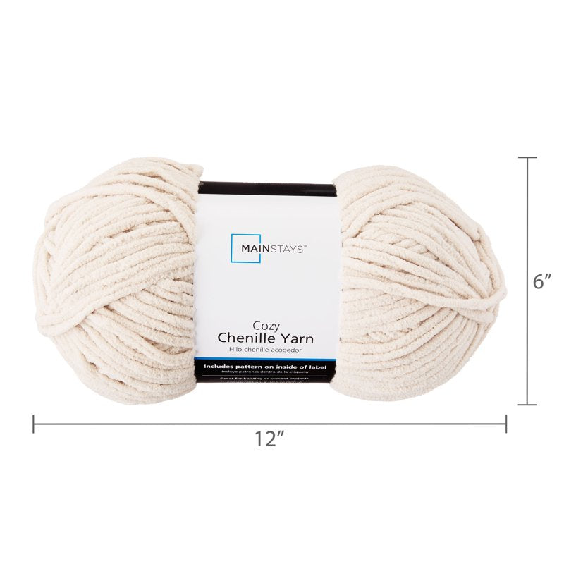 Crochet & Knitting Yarn - Bulky Chenille Yarn, Stone, 220 yd, 100% Polyester - Single Variation
