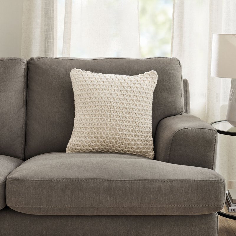 Ivory Honeycomb Throw Pillow - 18x18 Inch Decorative Cushion for Sofa & Bed
