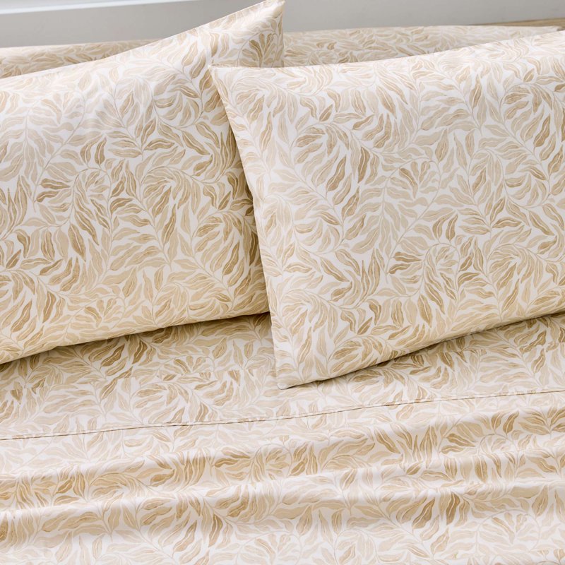 Vierra Vine Beige 2-Pack 300 Thread Count Cotton Percale Pillowcases - Standard/Queen