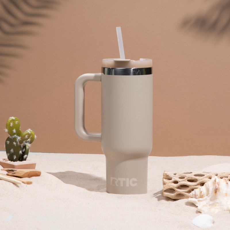 40 oz Ceramic-Lined Road Trip Tumbler with Handle & Leak-Resistant Lid
