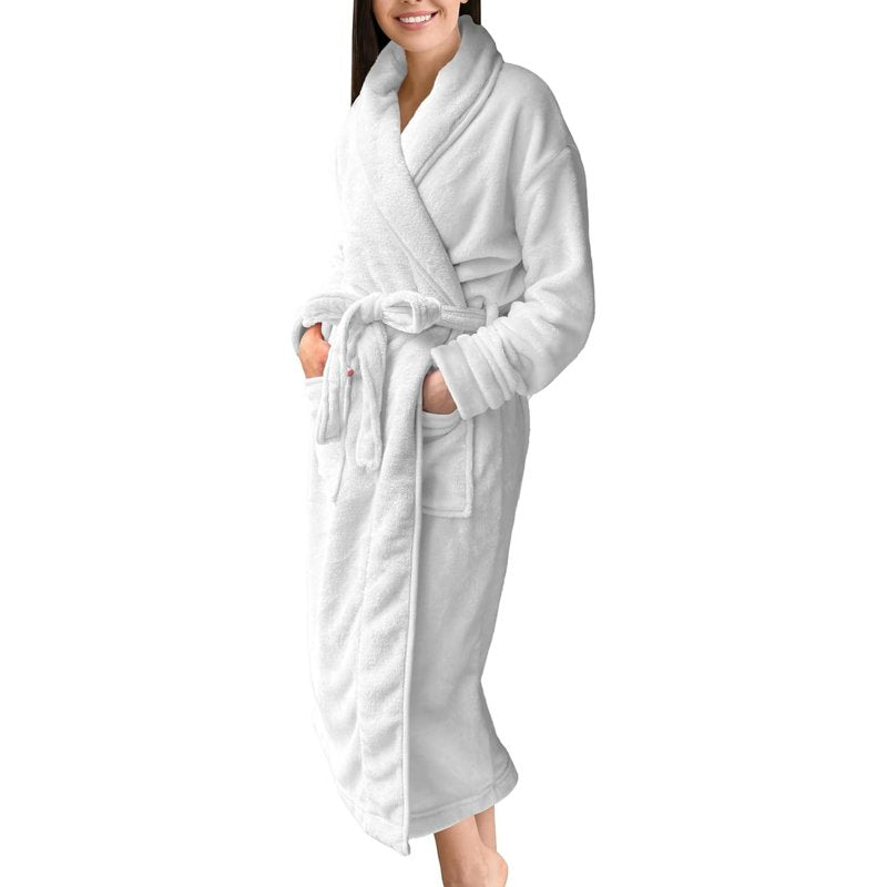 White Small Spa Bath Set with Plush Robe & Ribbed Towels – Hotel Quality