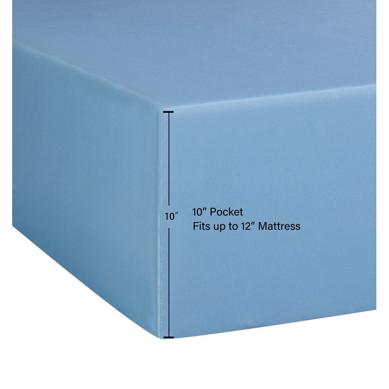 Mainstays Queen Microfiber Bed Sheet Set Light Blue 4-Piece Variation