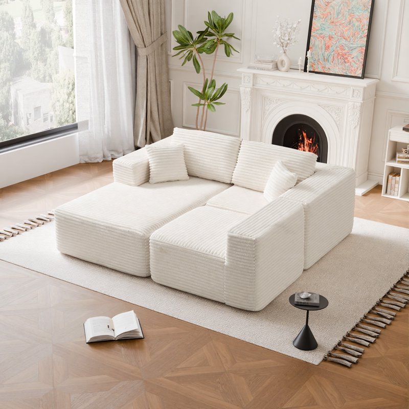 104" Modular Sofa - Zero-Assembly Corduroy Sleeper for Small Spaces