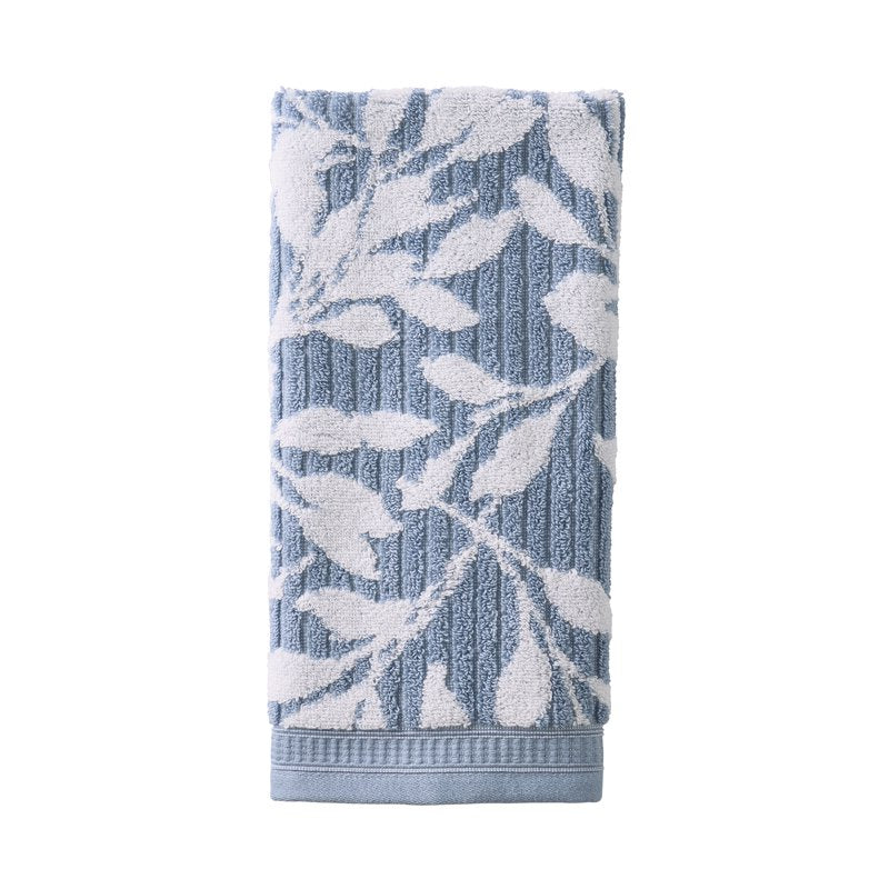Soft Floral Towel Set - 6 Piece Blue Silver & Arctic White Bath Towels