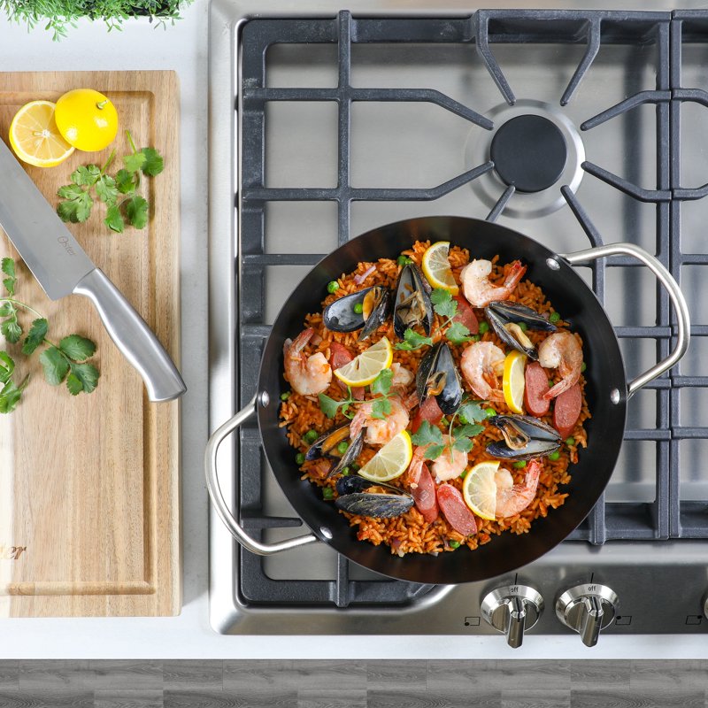 11-Inch Carbon Steel Paella Fry Pan - 2 Pack