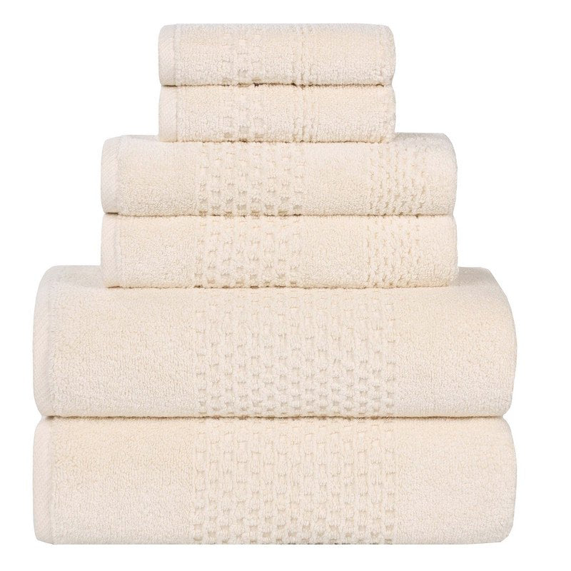 Ivory Cotton Waffle Textured Towel Set - 3 Piece Bathroom Decor - Superior