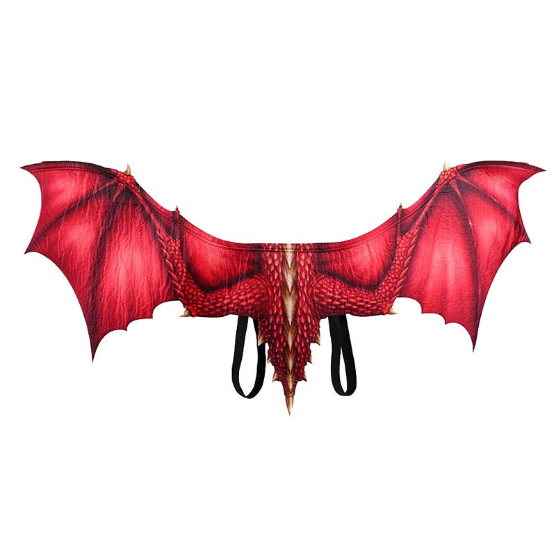 Men's Red Full Body Dragon Costume Bodysuit with Wings Mask and Tail - L