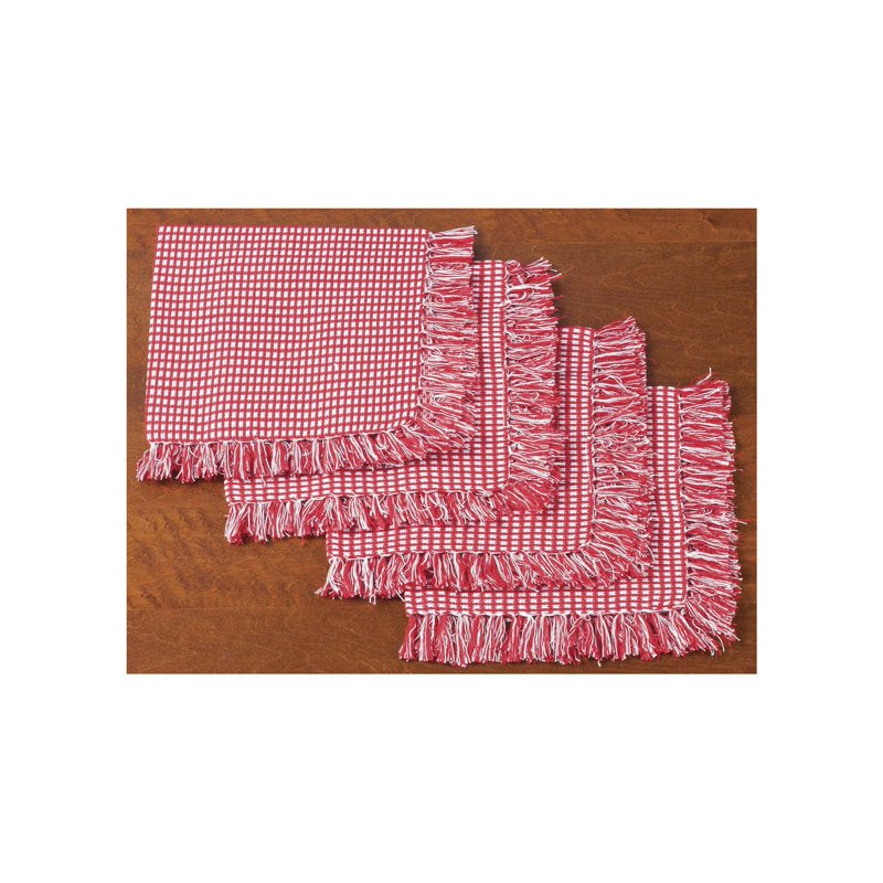 Homespun Check Red Cotton Napkins - Set of 4