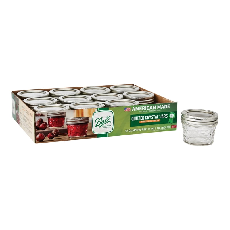 4oz Quilted Mason Jars - 12 Count, 2 Pack for Food Storage