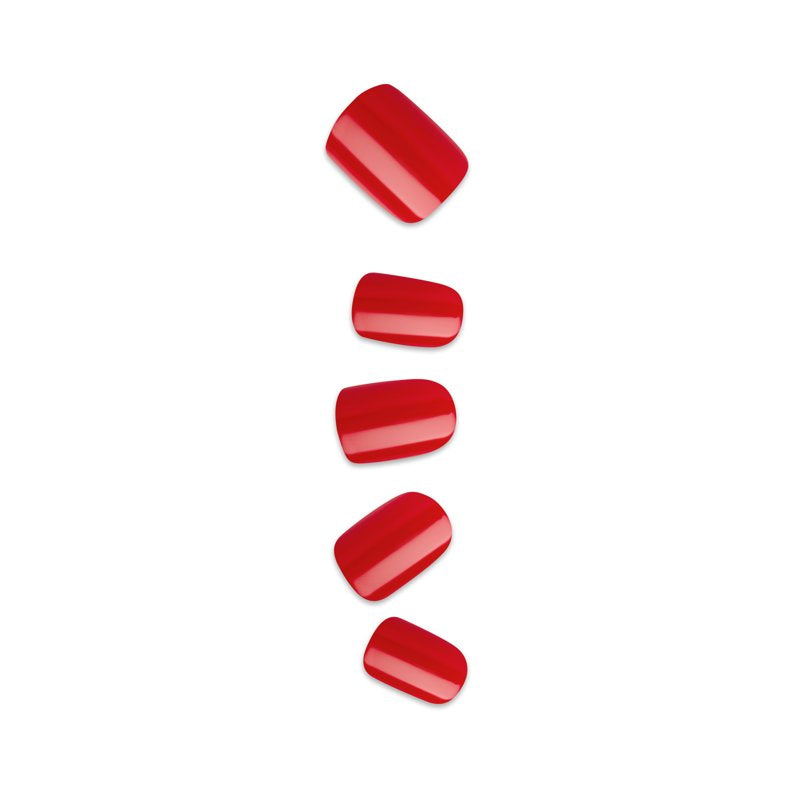 Short Red Squoval Press-On Nails - 30 Pieces, No Glue