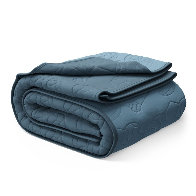 Kids Reversible Sports Stitch Quilt Set - Full/Queen, Blue & Green