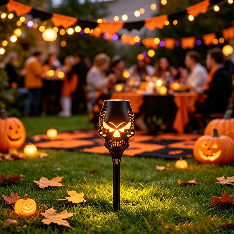 Solar Skull Yard Stake Light - Waterproof Outdoor Ground Lamp with Auto On/Off - Variation 1#C