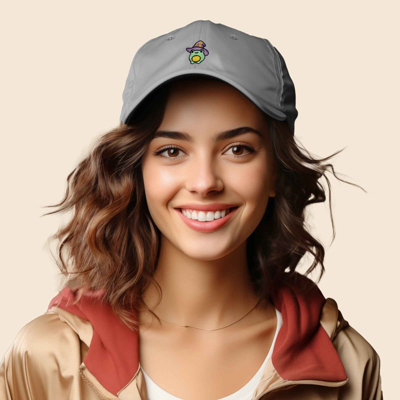 Whimsical Sorcerer Frog Embroidered Cotton Baseball Cap - Unisex Dad Hat