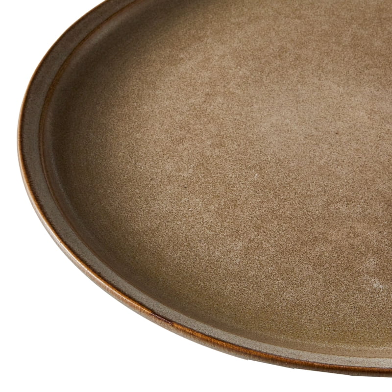 10.25-Inch Brown Stoneware Dinner Plate - Unique Reactive Glaze