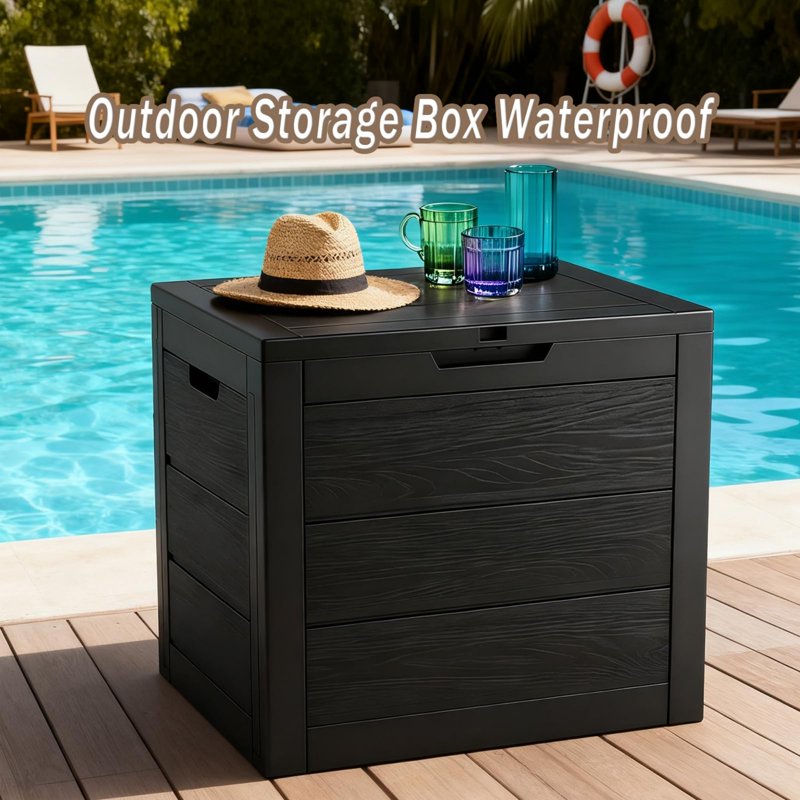35 Gallon Waterproof Outdoor Storage Box with Lockable Lid