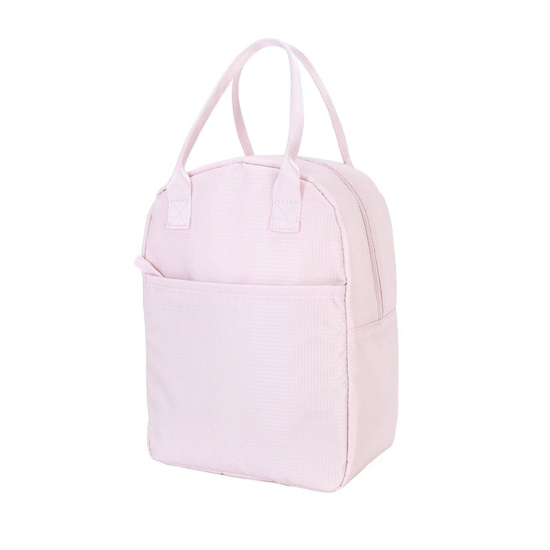 Reusable Polyester Lunch Bag with Zippered Pocket - Pink Blush