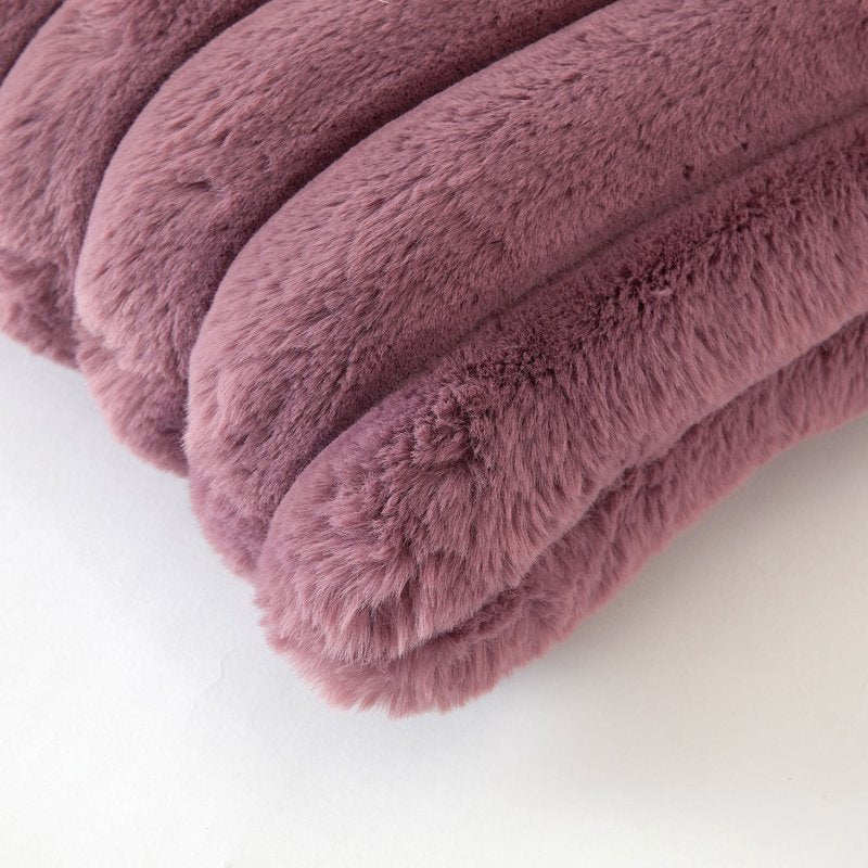 Violet Faux Fur Channel Decorative Pillow 22x22 with Green Accent - Better Homes & Gardens, Gem Variation