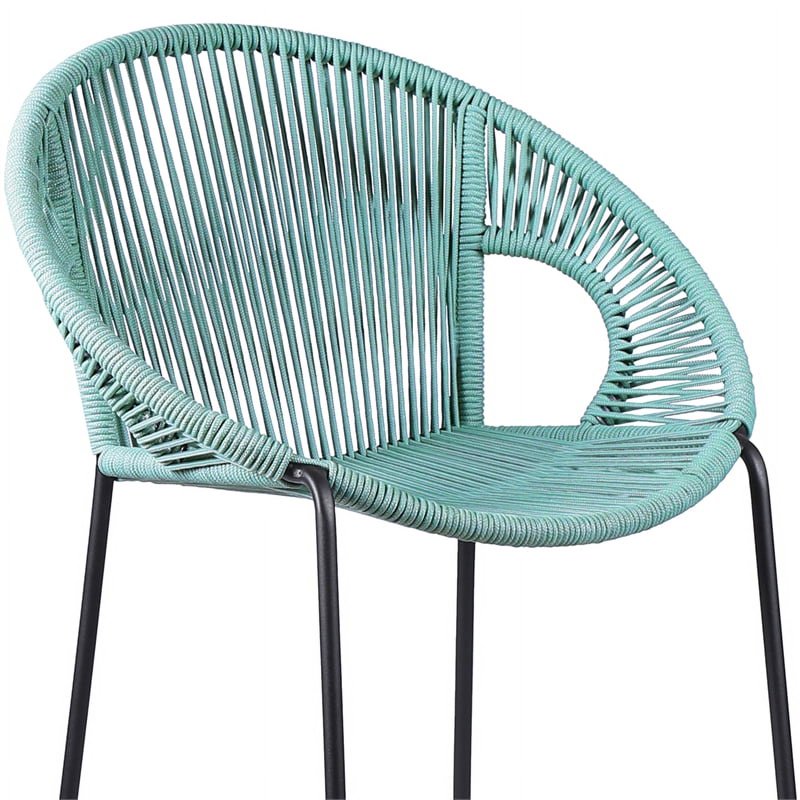 26" Indoor Outdoor Steel Bar Stool with Wasabi Rope