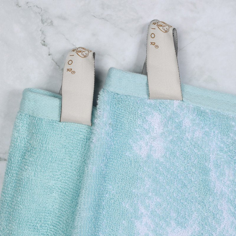 Cyan 8 Piece Assorted Solid and Marble Cotton Towel Set - Superior