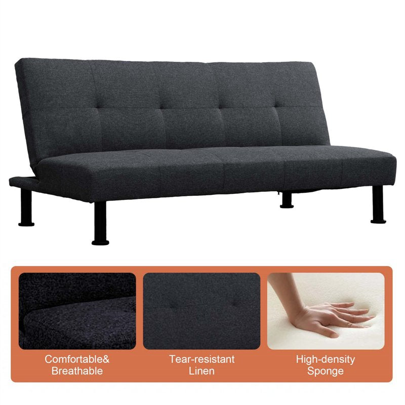 Modern Convertible Sofa Bed with Tufted Back - Multiple Colors