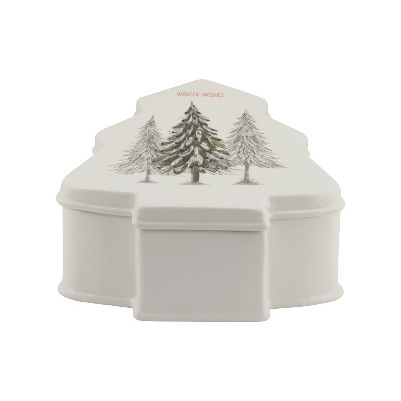 Winter Wonderland Ceramic Tree Cookie Box - Festive Holiday Decor