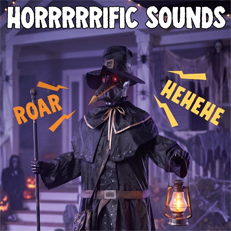 Halloween Ghost Doctor Animatronic Prop - Life-Size Standing Ghost with Rotating Head & LED Eyes - Outdoor Yard Decor