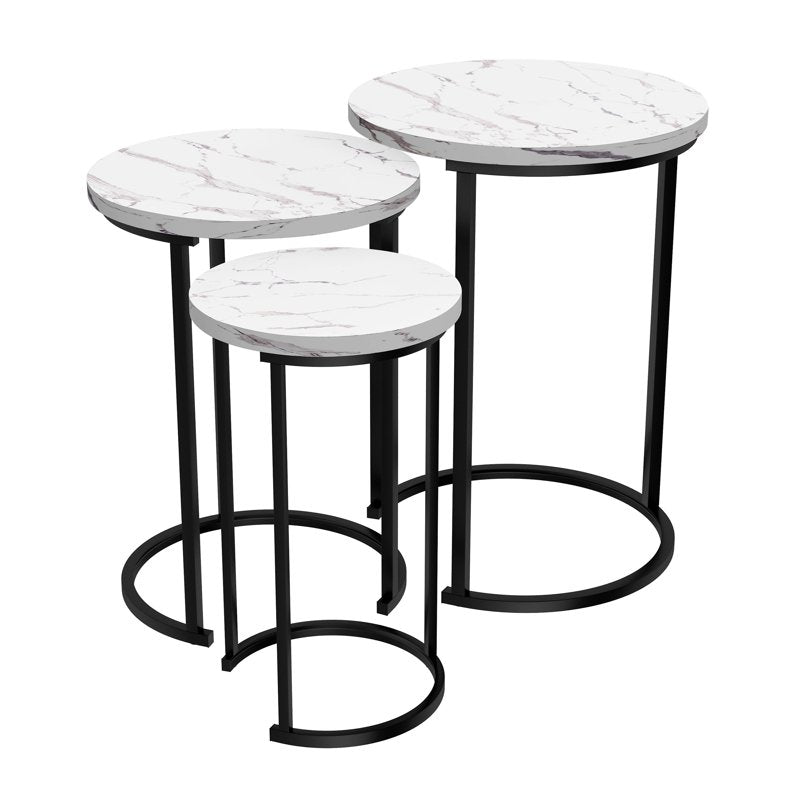 Nesting Side Table Set - 3 Round Accent Tables in Modern Design