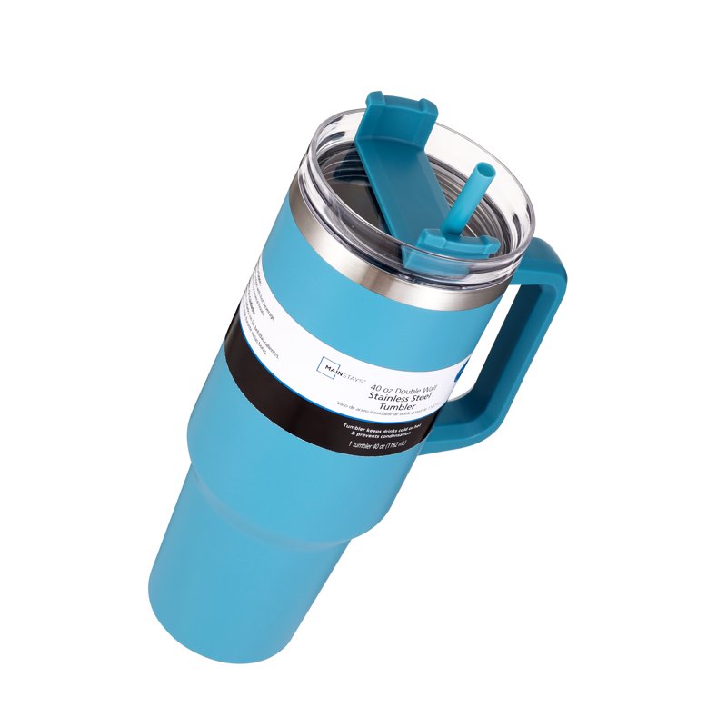 40 oz Teal Stainless Steel Double-Wall Tumbler with Lid
