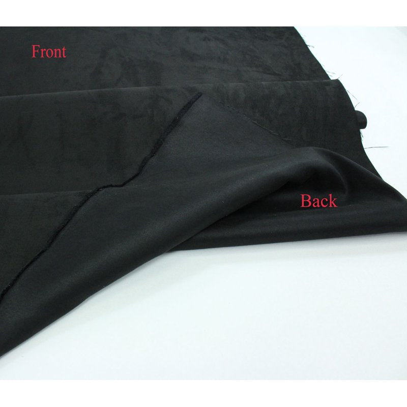 Faux Suede Fabric by the Yard - Black - 58” Wide Polyester Craft Material