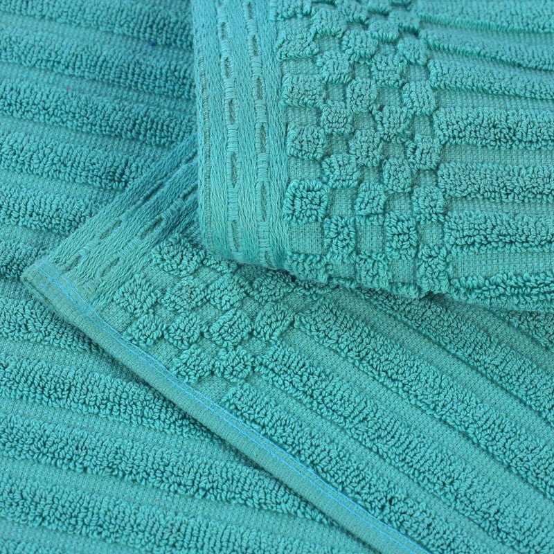 Turquoise Face Towel 12-Pack - Ribbed Cotton Washcloths for Bath & Skincare - Superior Soho Set