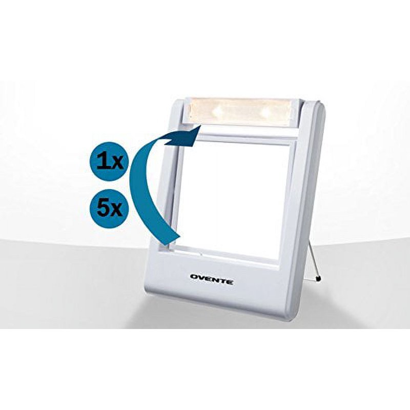 5.5-Inch Travel Makeup Mirror with 5X Magnification and Warm LED Lights