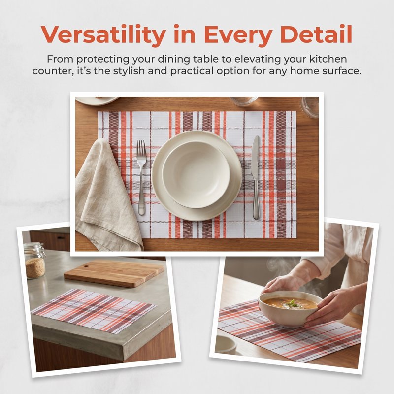 Washable Red Placemats Set of 6 for Kitchen Dining Table