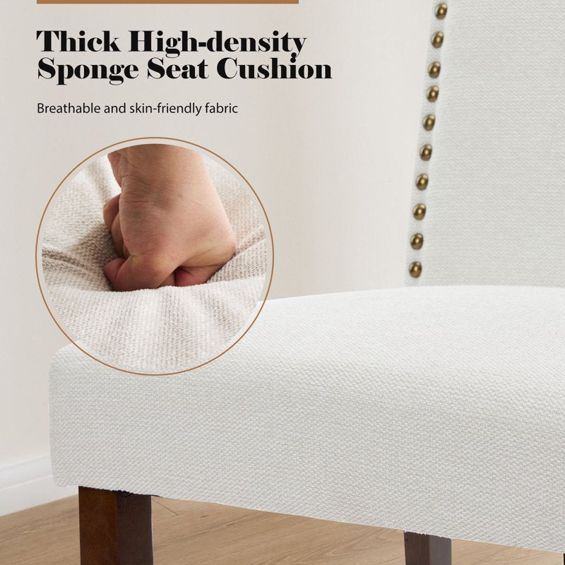 Fabric Dining Chairs Set of 2 with Nailhead Trim - Grey