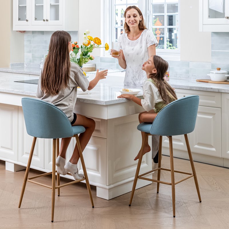 26" Swivel Counter Height Bar Stools Set of 2 - Lake Blue