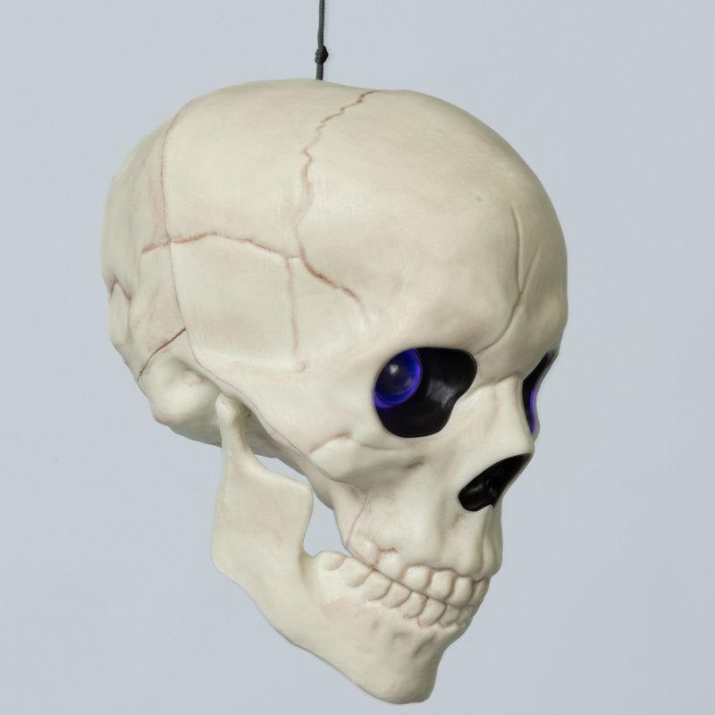Halloween Skeleton Skull Decor with Sound & Light - 5.8 Inch, Indoor Outdoor