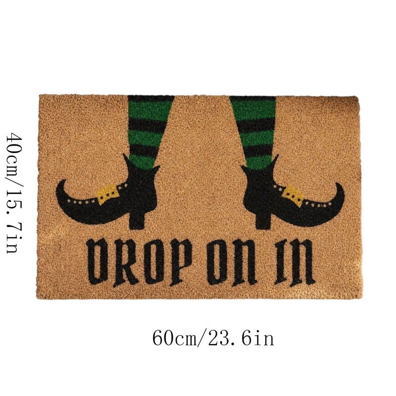 Halloween Witch Feet Doormat - Absorbent Coir Entry Rug with Striped Socks - Variation of THIS listing 11_Halloween Doormat_Prod58