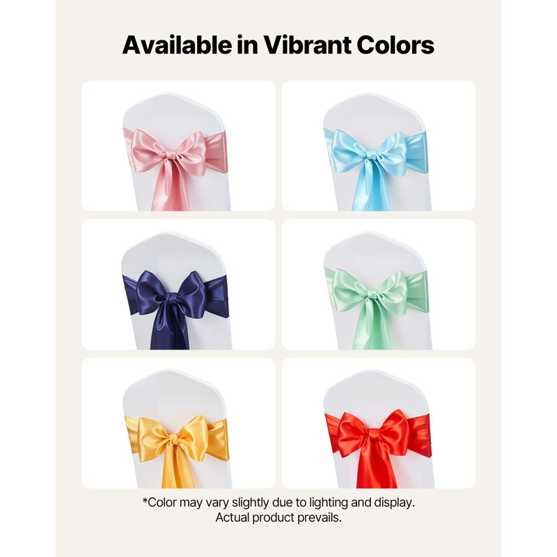 100PCS Satin Chair Sashes - 7x108 Inch Gold Wedding Bows