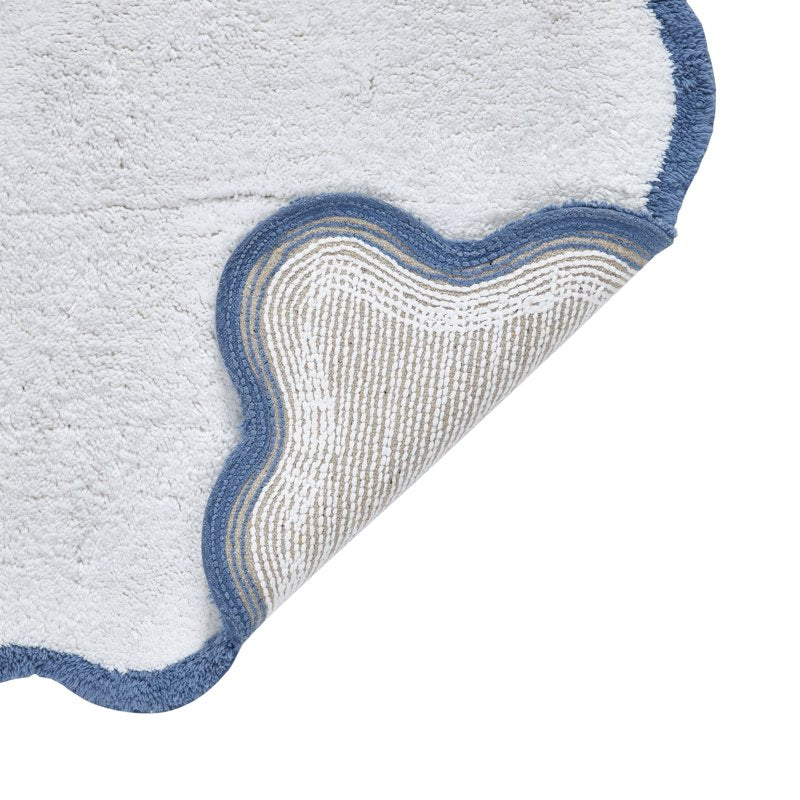 Cotton Bath Rug Runner - My Texas House Whitney Blue Scallop, 24 x 60 in