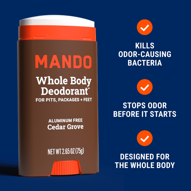 Whole Body Deodorant Stick for Men - Aluminum-Free, 72-Hour Odor Control, Cedar Grove, 2.65 oz - Blue