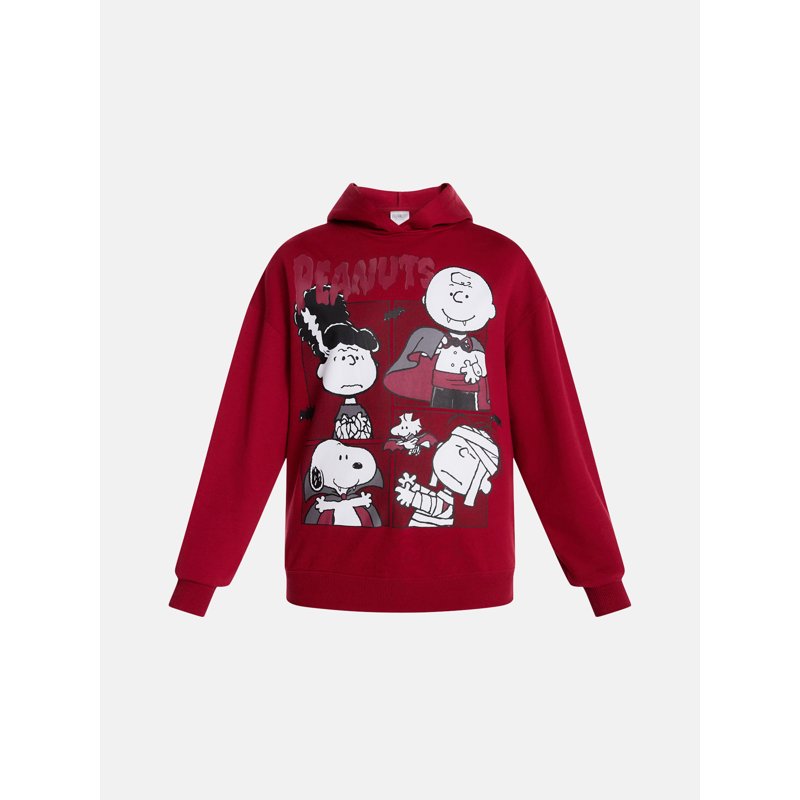 Peanuts Women's Halloween Graphic Fleece Hoodie Merlot S - Cozy Costume Layer