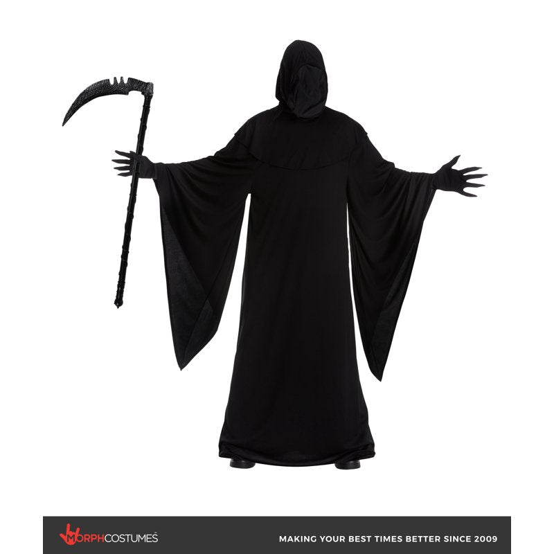 Men's Grim Reaper Halloween Costume Robe with Scythe - Large, Black, Variation L