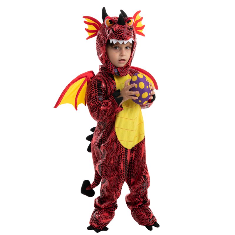 Red Dragon Kids Costume - Dinosaur & Dragon Halloween Dress Up for Ages 3-7