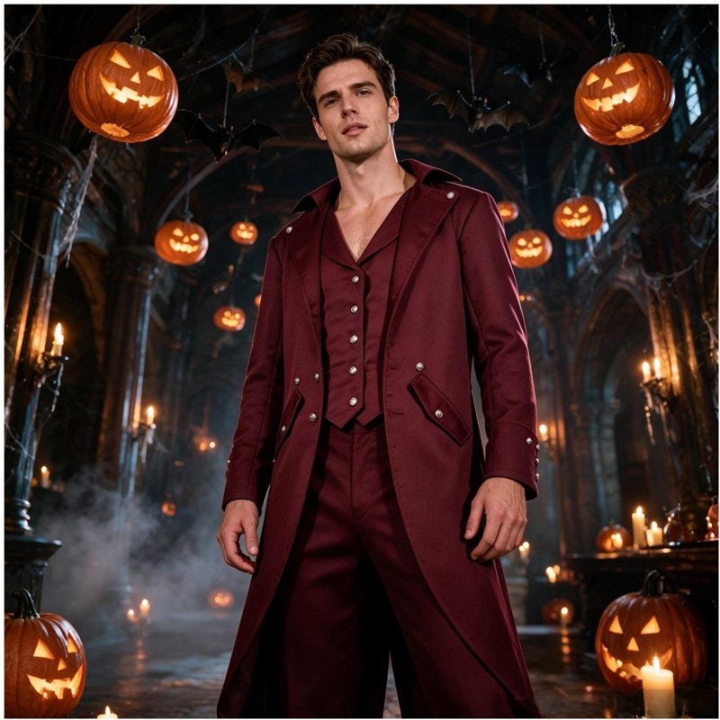 Men's Gothic Tailcoat Jacket Vintage Steampunk Pirate Costume S-Wine 4XL