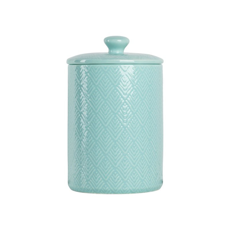 Ceramic Canister Set - 3 Pieces with Bamboo Lids - Blue - Marquis