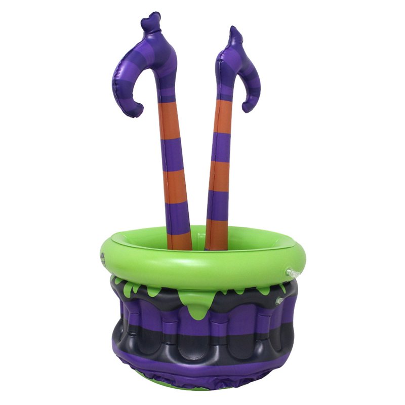 Halloween Inflatable Witch Leg Cooler - Wizard Themed Beverage Bucket for Parties