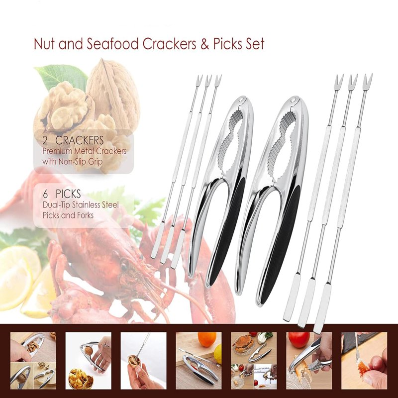 Stainless Steel Lobster & Crab Crackers Set - Heavy-Duty Tools with Non-Slip Grip